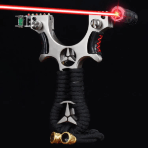Slingshot  + 1 Rubber band + Laser Level + Aiming Fibres