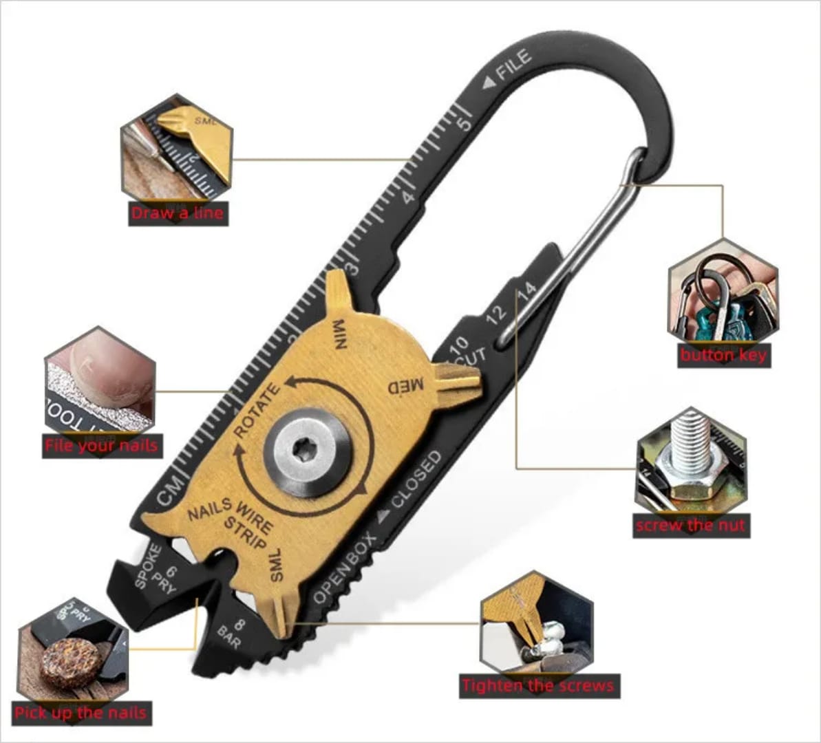 20 in 1 Multifunctional Mini Tool Key Chain Multipurposes Outdoor Keh Chain - Image 6