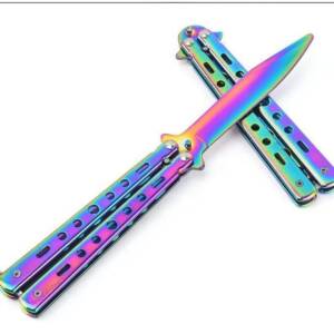 Rainbow-colored butterfly knife