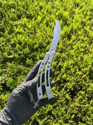 Curved Silver Butterfly Knife