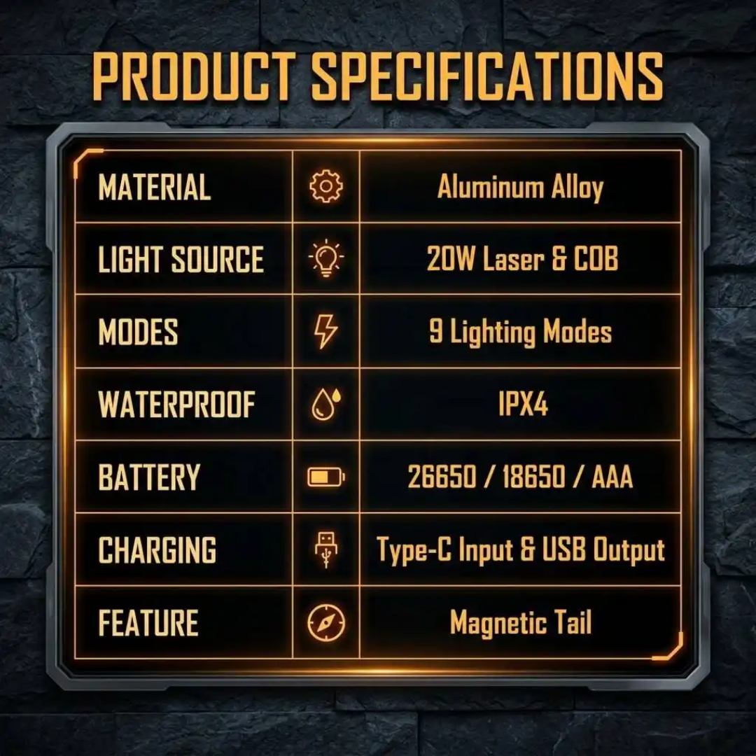 Yemao YM-G280 USB Rechargeable LED Flashlight, - Image 9