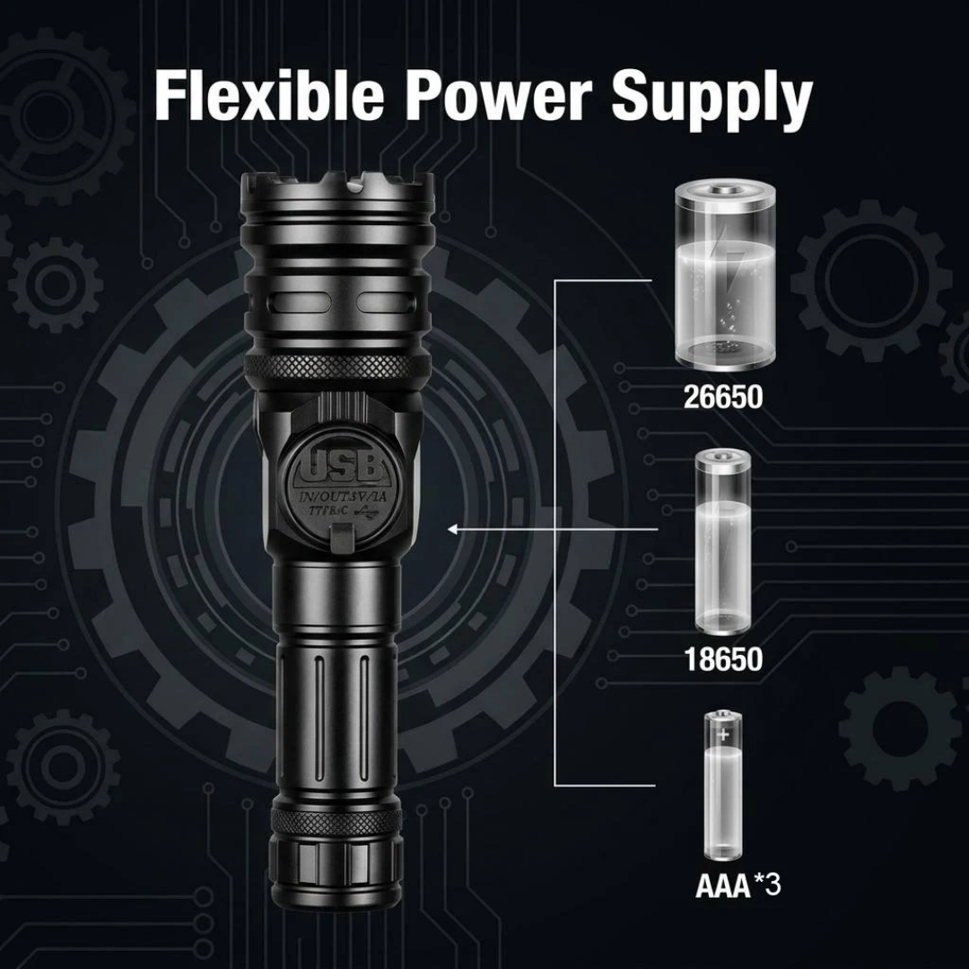 Yemao YM-G280 USB Rechargeable LED Flashlight, - Image 8