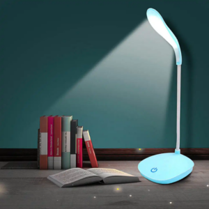 Gionee rechargeable LED study desk lamp with a flexible gooseneck and touch control.
