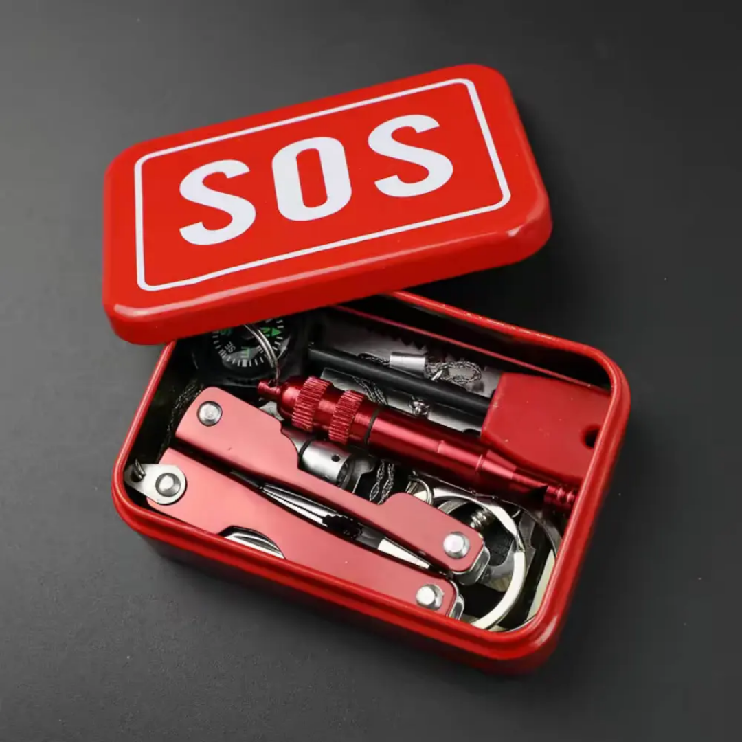 All in one Life saving Survival Kit water proof with metal box with built in SOS for camping travelling Hiking - Image 2