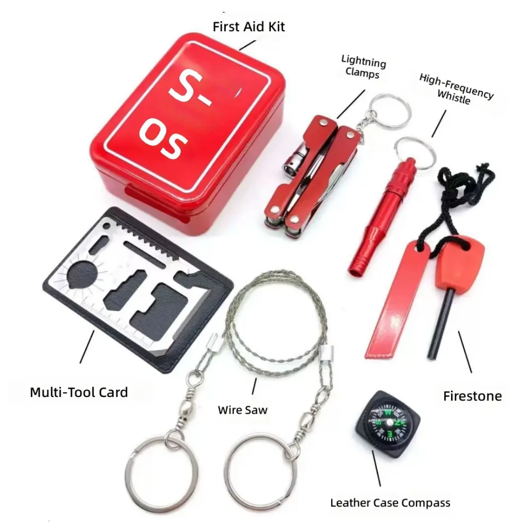 All in one Life saving Survival Kit water proof with metal box with built in SOS for camping travelling Hiking - Image 3