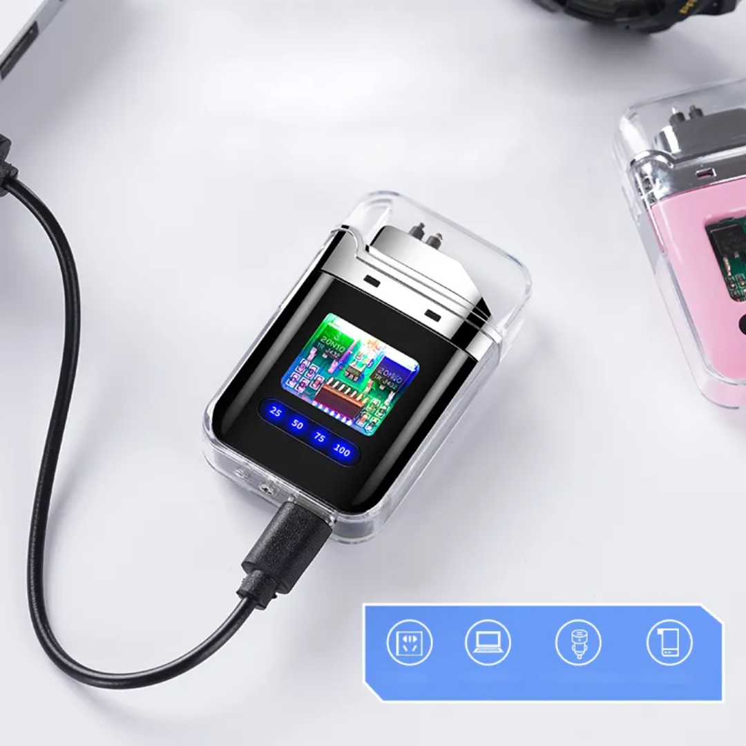 Transparent-body, USB-rechargeable electric dual-arc plasma lighter with a digital battery display - Image 4