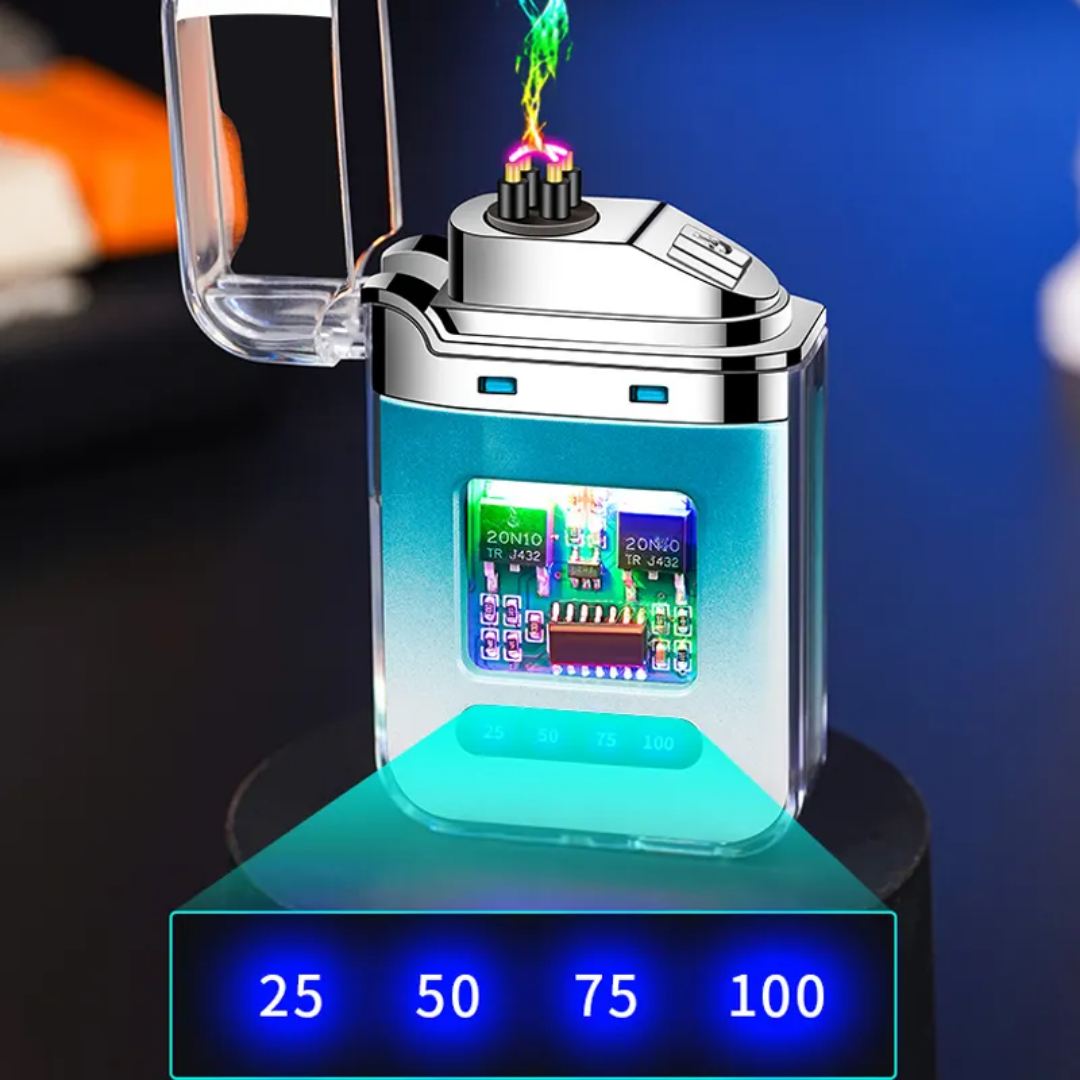Transparent-body, USB-rechargeable electric dual-arc plasma lighter with a digital battery display - Image 6