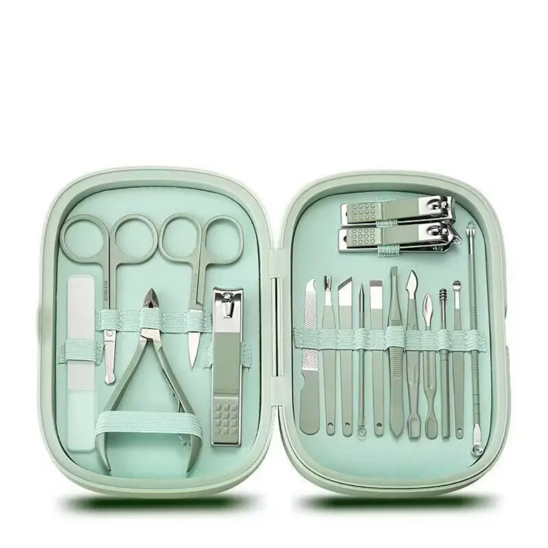 Stainless steel manicure and pedicure grooming set