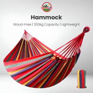 Vibrant, multi-colored canvas hammoc