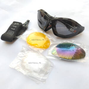 Oakley tactical sports sunglasses kit with interchangeable lenses, a hard case, and an adjustable strap.